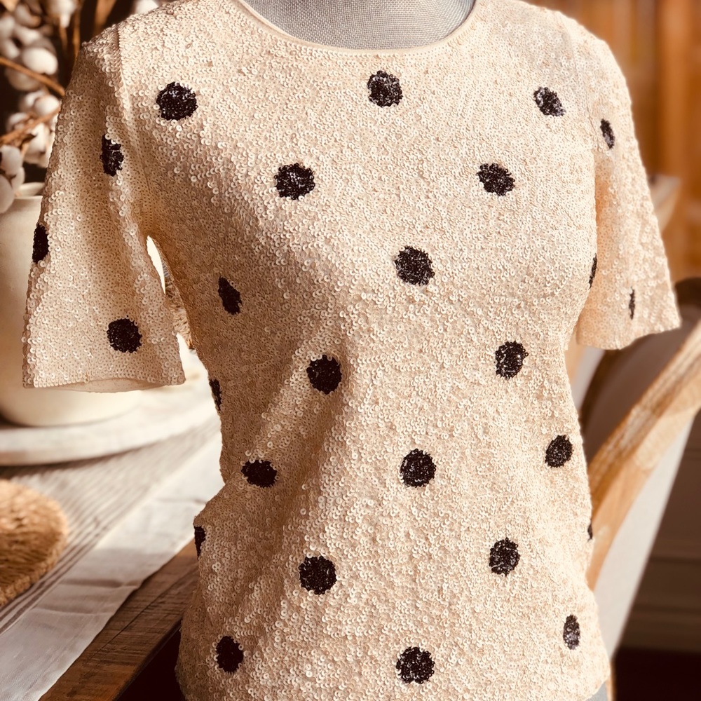 J Crew sequin polka dot top
